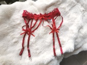 欧美外贸蝴蝶结镂空性感防滑袜夹袜带 蕾丝吊袜带 腰围56 小码