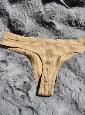 运动款 S/M 外贸坑条无缝简约T裤 女式健身瑜伽丁字裤女