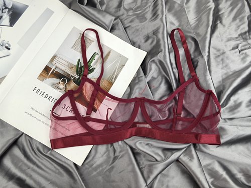 超薄透视 8085AB 外贸网纱性感透明水晶杯  显小法式文胸内衣