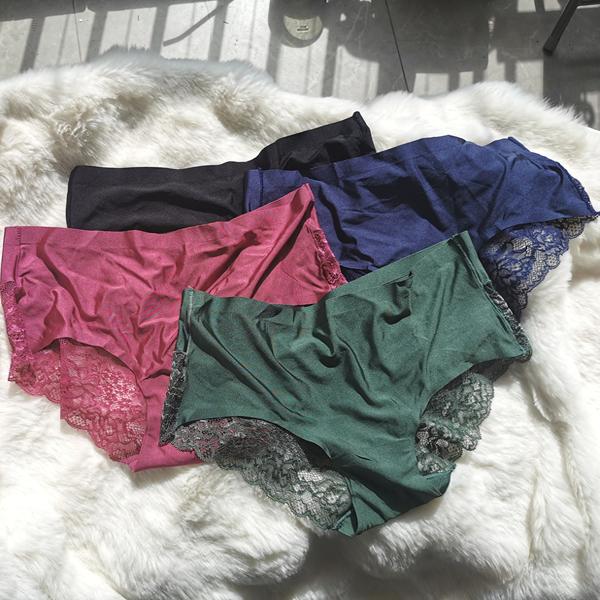 质量好 S-XXL 外贸蕾丝冰丝性感三角裤女 欧美无痕半透明内裤大码