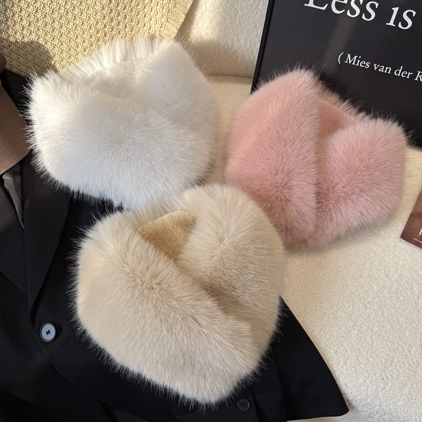 狐狸毛围巾冬季女双面加厚保暖可爱毛球獭兔毛围脖领子皮草毛领