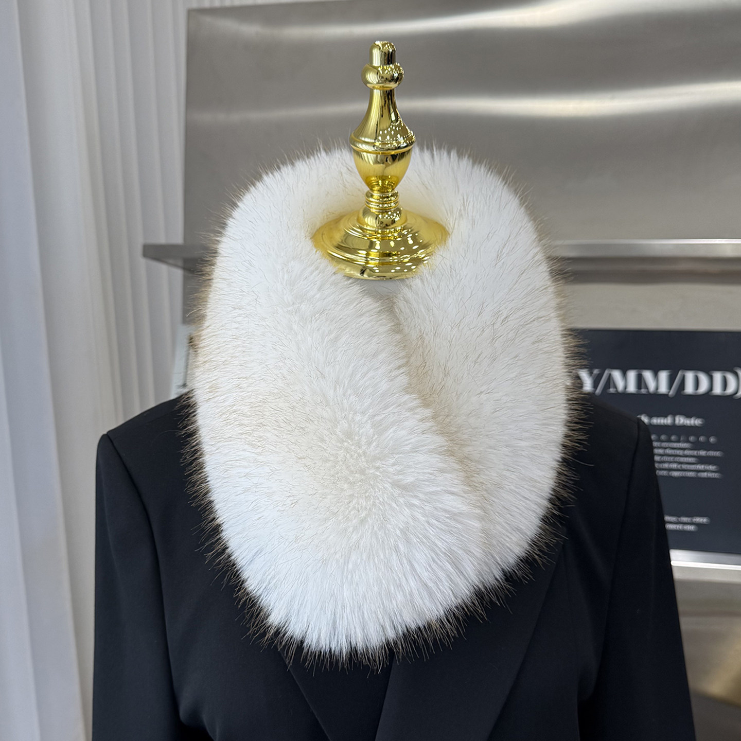 狐狸毛围巾冬季女双面加厚保暖百搭毛球獭兔毛围脖领子皮草毛领