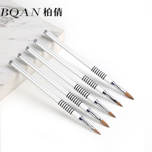 美甲银色水晶粉雕花貂毛笔立体雕公仔水晶延长美甲指甲刷蘸粉笔