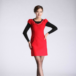 M11Y259羊毛呢修身 冬装 显瘦圆领改良旗袍 梦至超2017新款 专柜正品