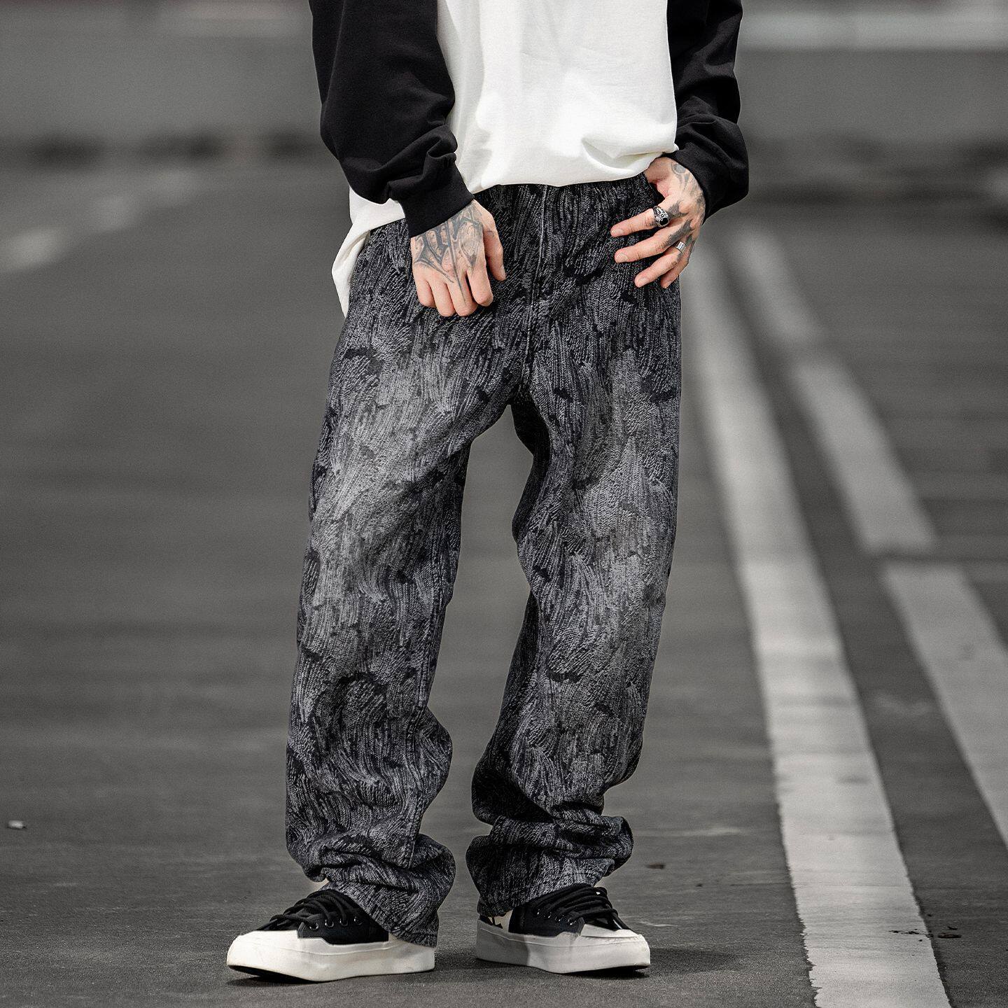 2026新款春季潮牌美式复古做旧水洗牛仔裤男宽松直筒中腰阔腿长裤