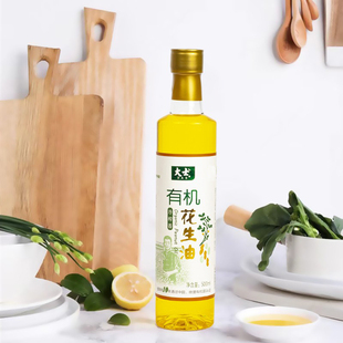 大士有机冷榨香花生油500ml/2.5L低温物理压榨家用炒菜烧烤食用油