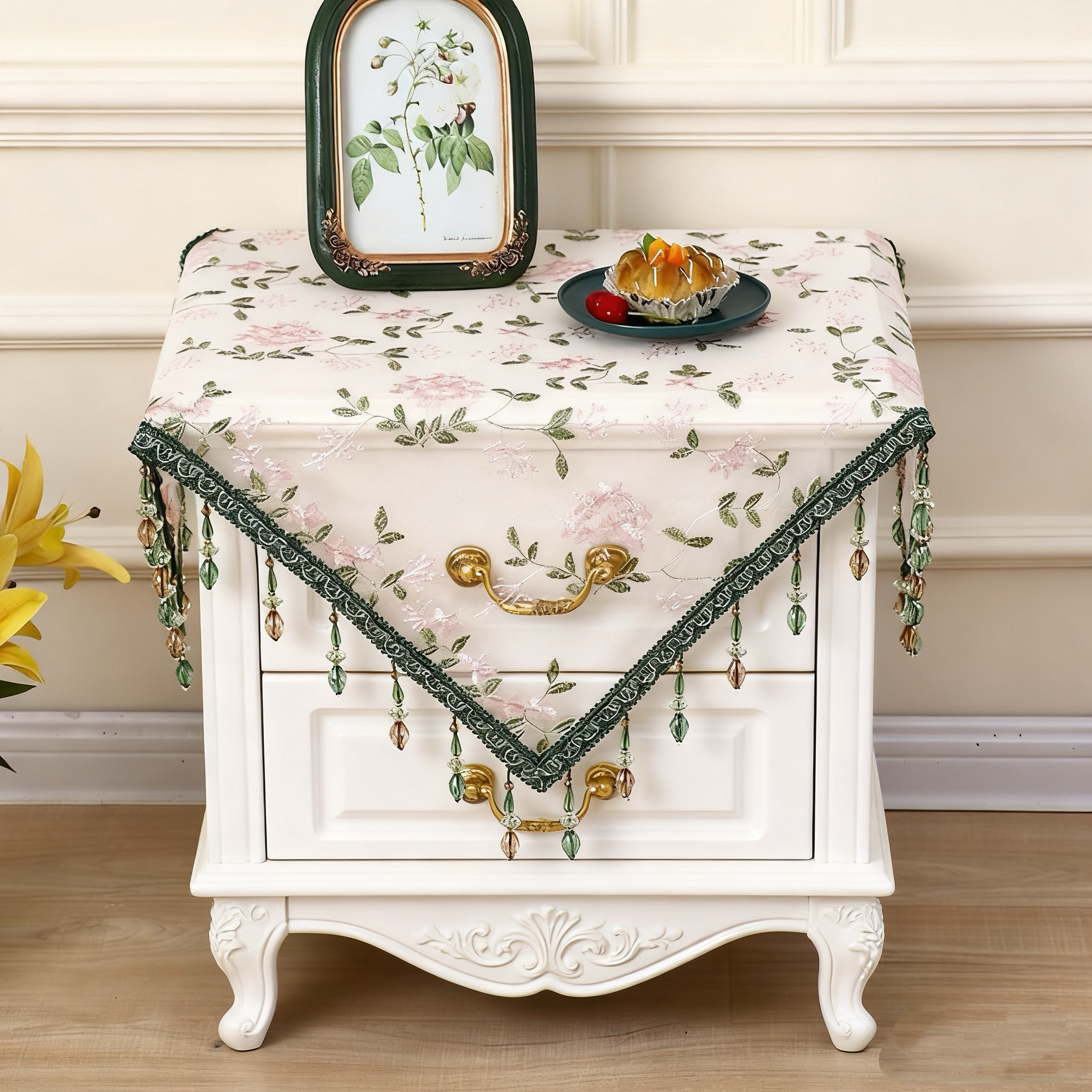 法式卧室床头柜防尘罩洗衣机圆柜机巾桌布高档洗衣机刺绣布艺盖巾,居家布艺,万能盖巾,淘宝优惠券,粉丝福利购,淘宝优惠卷