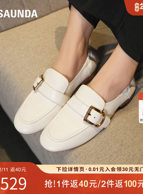 莱尔斯丹2025秋季新款羊皮粗跟复古英伦深口乐福单鞋女6T25602