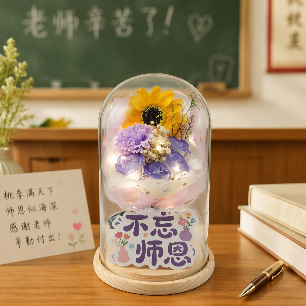 教师节礼物手工香皂花束LED灯