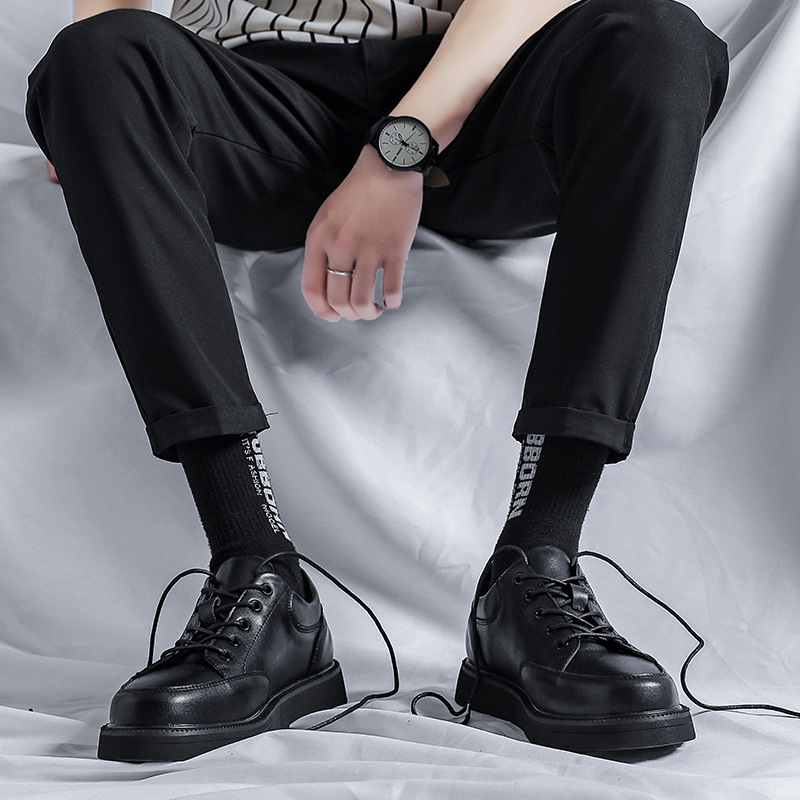 休闲皮鞋2021秋季新款英伦绅士休闲鞋韩版真皮大头商务透气鞋572