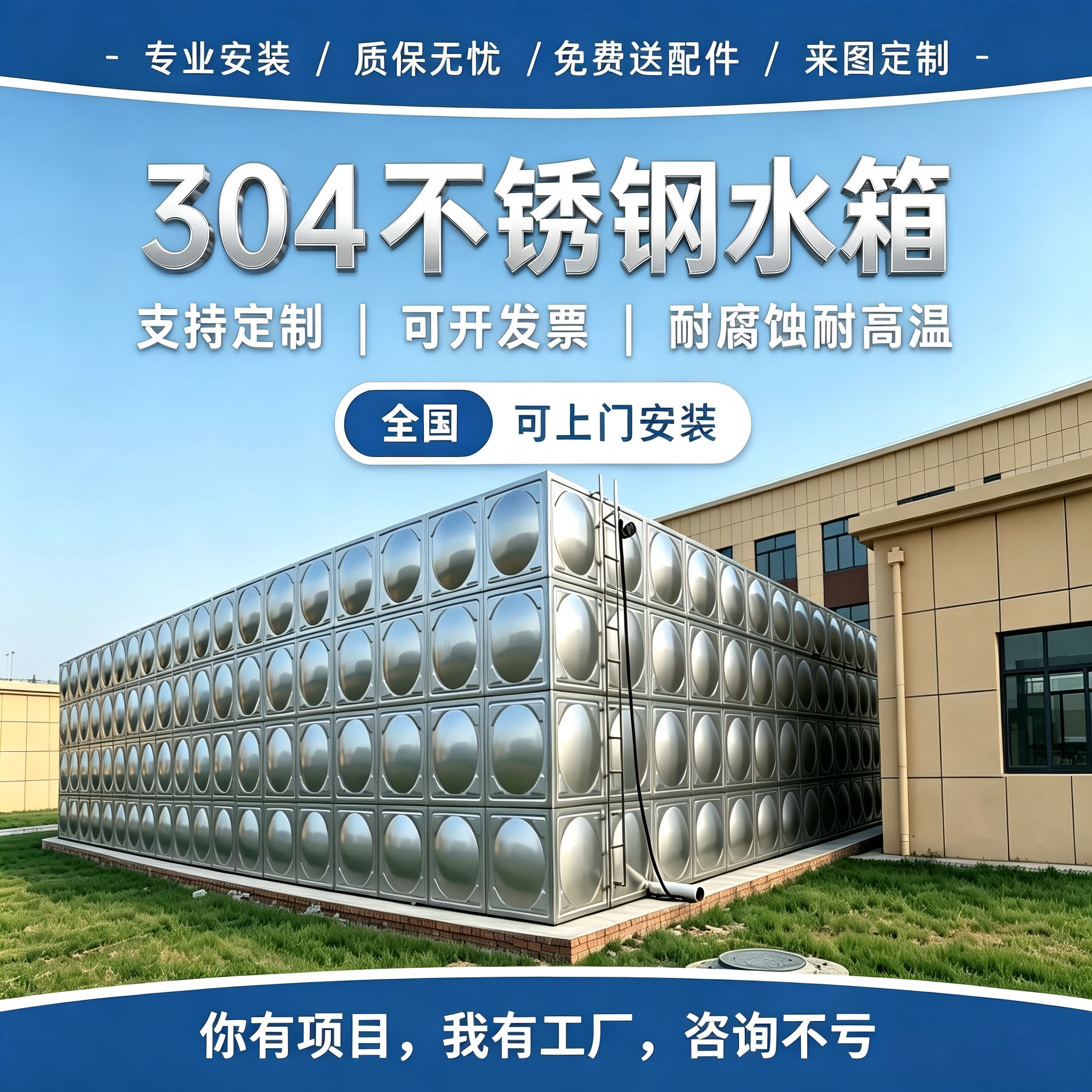 304不锈钢水箱方形18立方一不锈钢制品