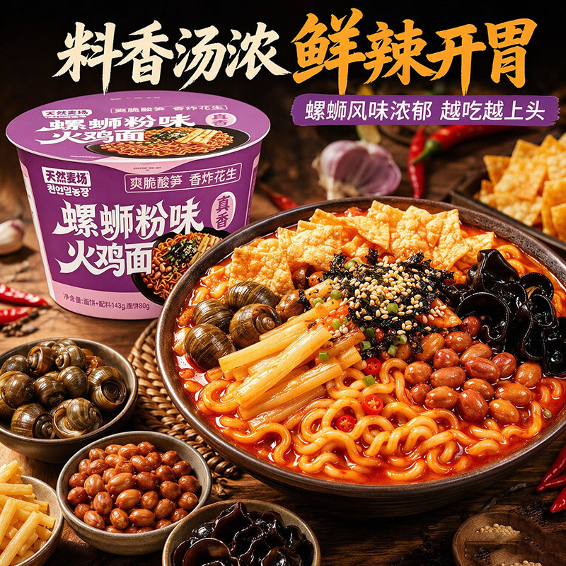 天然麦场螺蛳粉味火鸡面泡面拌面