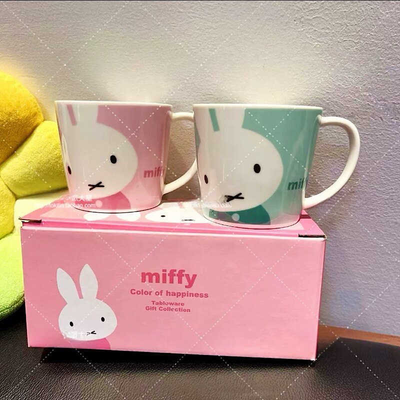 原盒包装可爱情侣对杯正品米菲兔子水杯陶瓷马克杯咖啡杯280ML