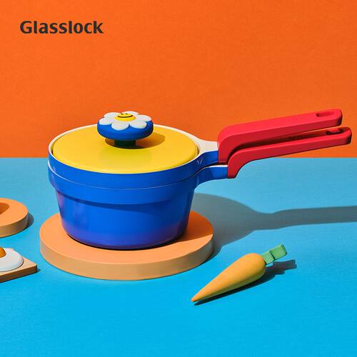 Glasslock&wigglewiggle联名婴儿辅食锅陶瓷煎锅宝宝小奶锅不粘锅