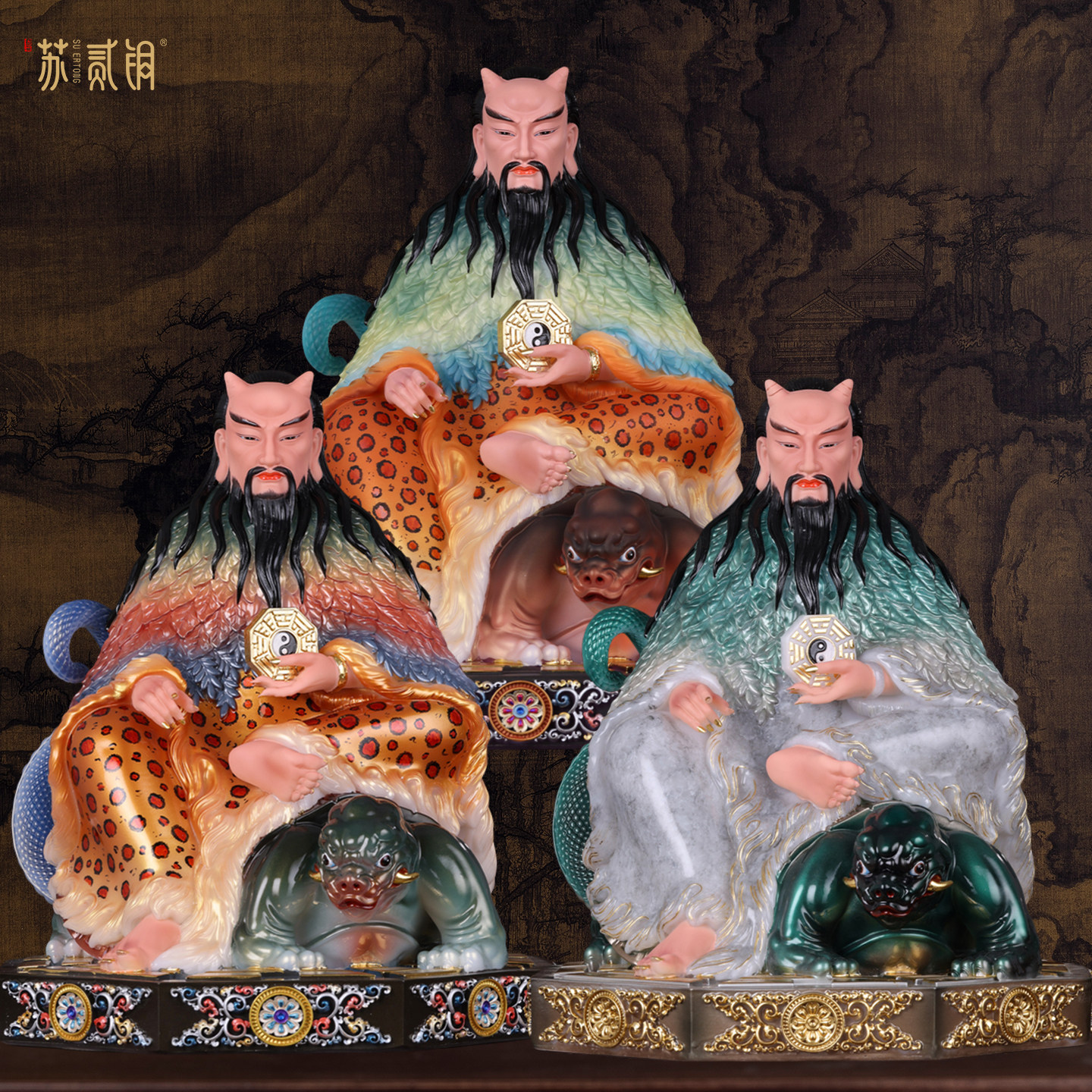 伏羲大帝汉白玉供奉风水家用摆件