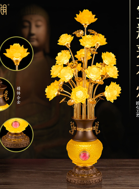 插电宝瓶莲花佛前供灯家用摆件