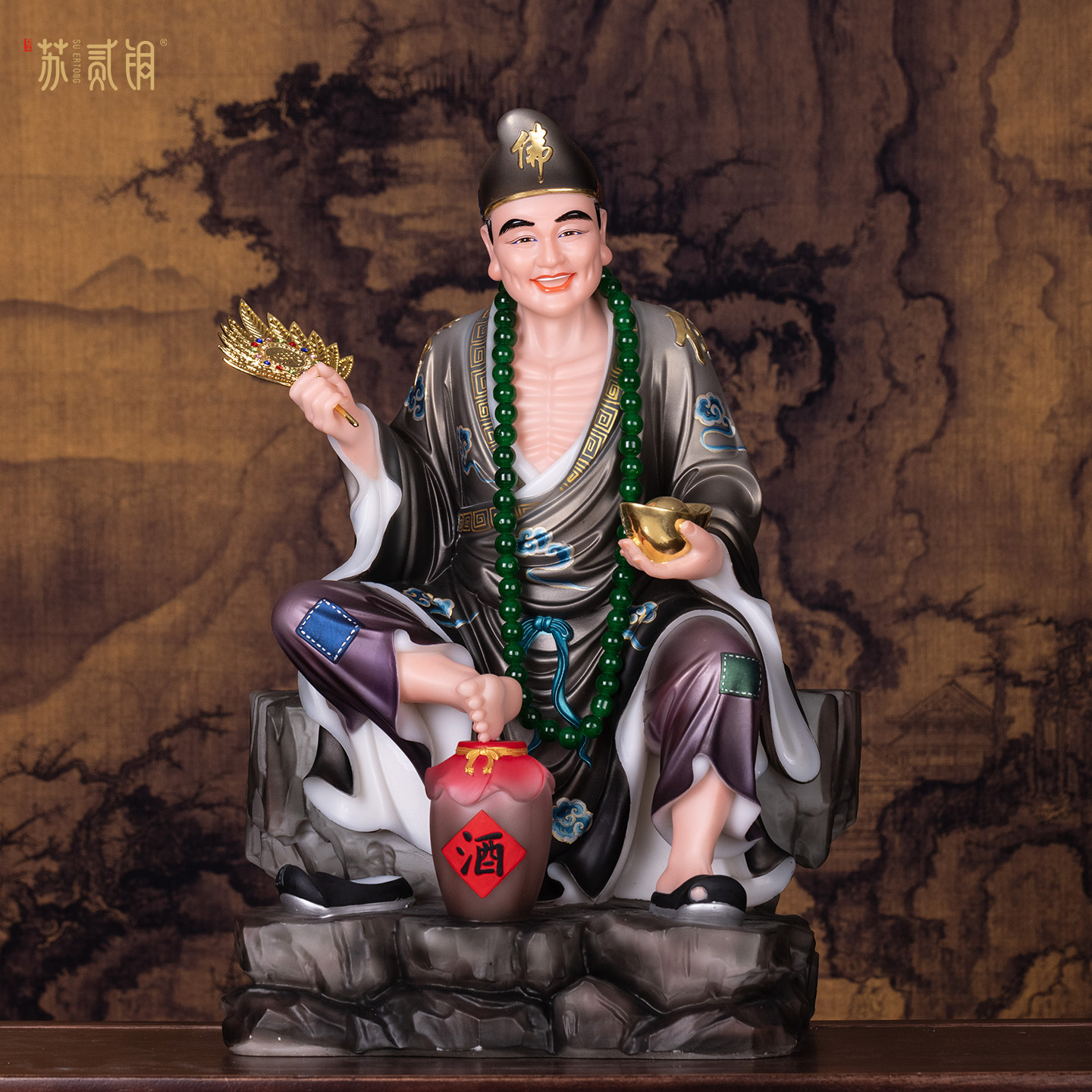 汉白玉济公活佛佛堂供奉佛像摆件