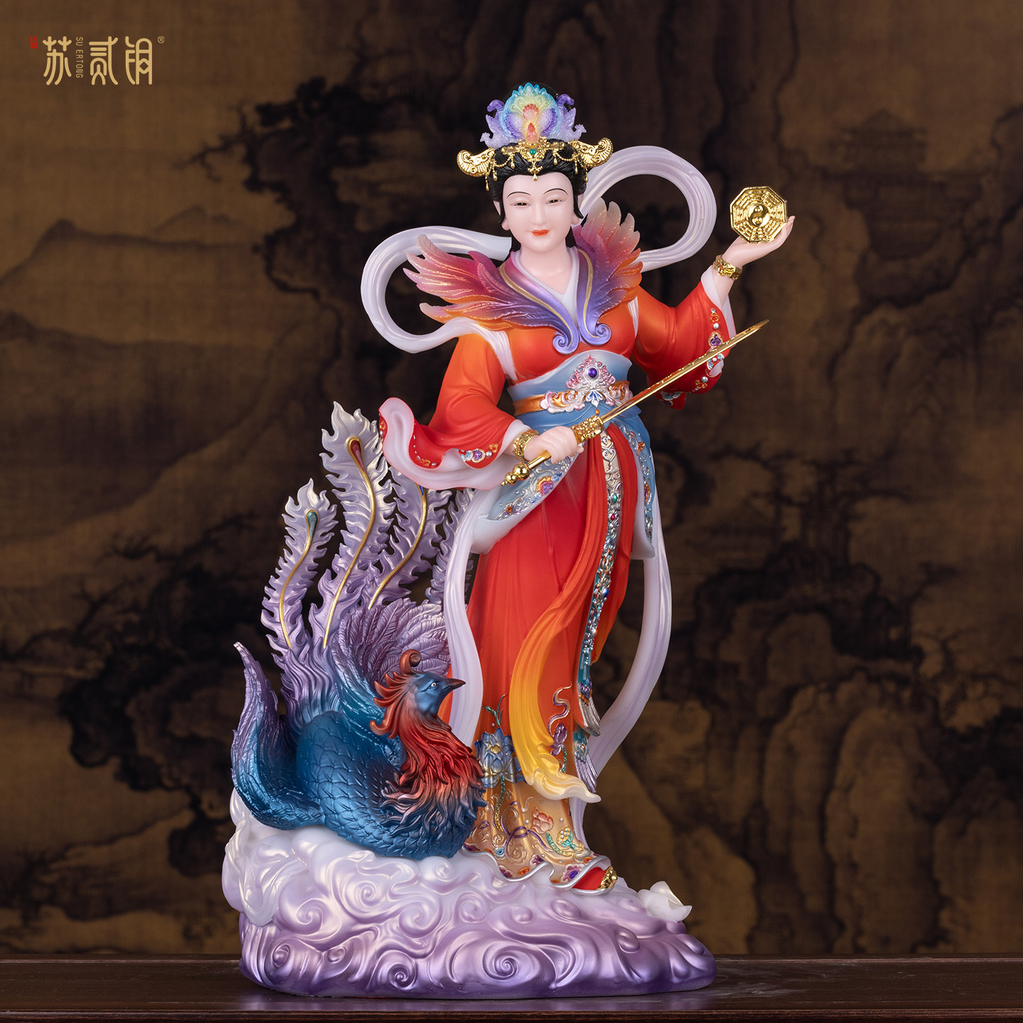 汉白玉九天玄女神像供奉摆件