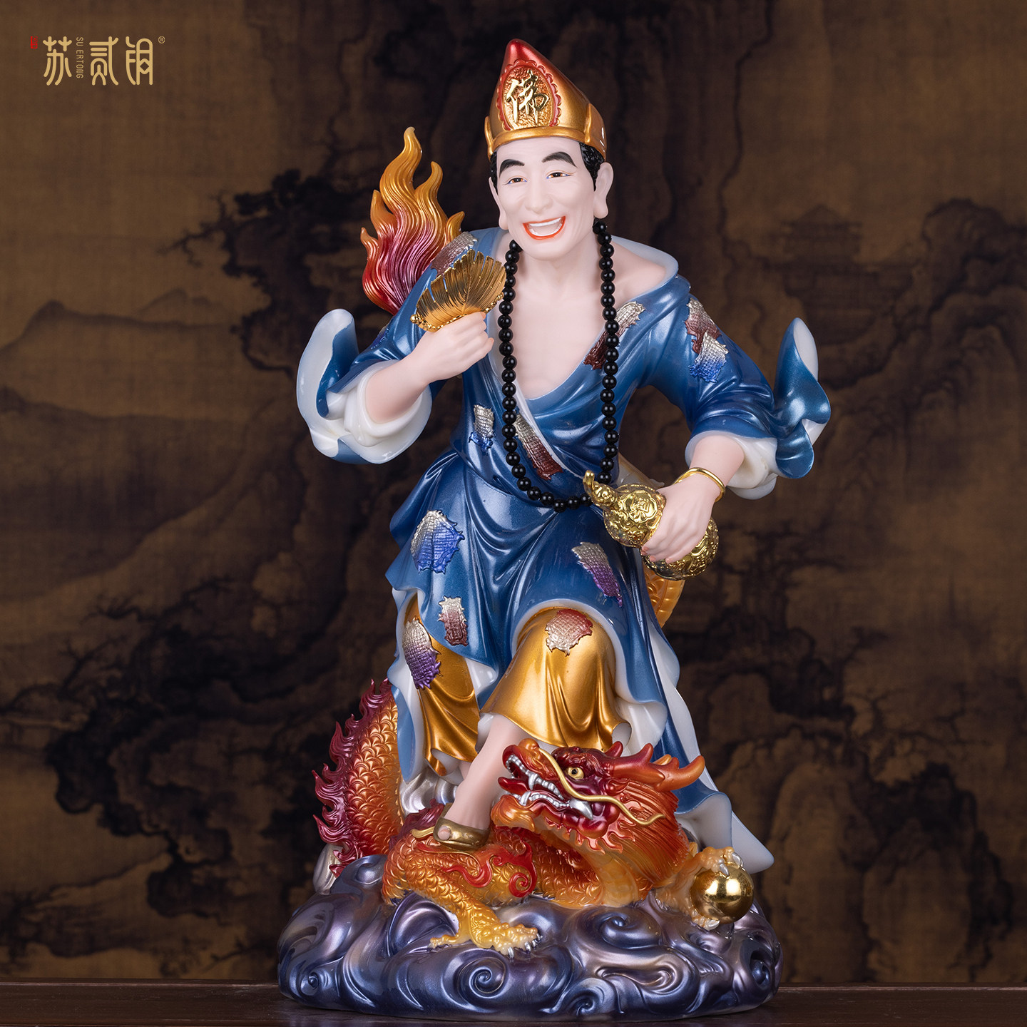 汉白玉济公佛像客厅供奉摆件