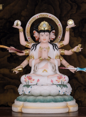 汉白玉北斗众星之母神像供奉摆件
