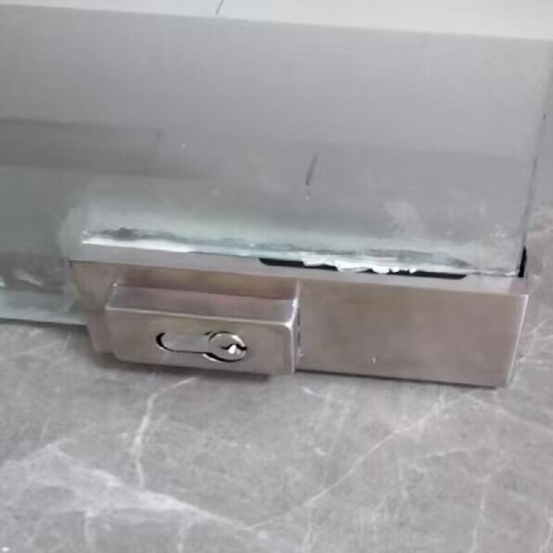 无框钢化玻璃门车位锁地弹簧门锁夹单门双门地插锁办公室地插销.图片