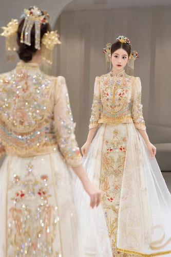 香槟色秀禾服婚服租赁秀禾出租借