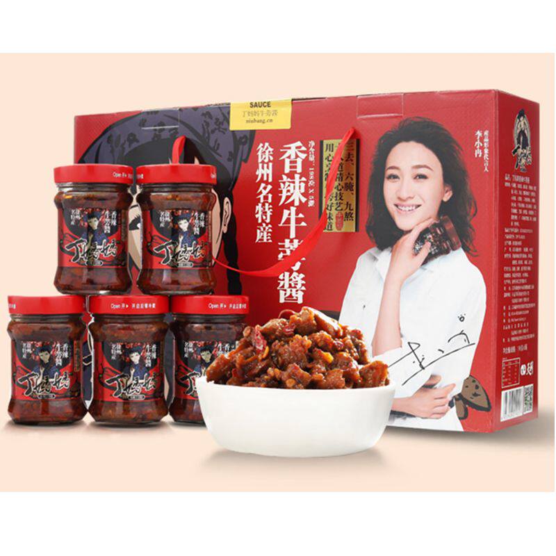 新款李小冉代言丁妈妈香辣牛蒡酱徐州特产5瓶装天利下饭拌饭酱菜