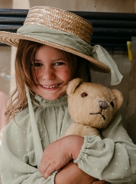 现货 德国FROU FROU男女儿童系带手工编织草帽度假婴儿遮阳防晒帽