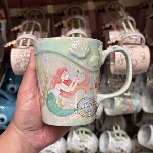 香港迪士尼乐园陶瓷杯 美人鱼爱丽尔公主卡通可爱马克杯子正品