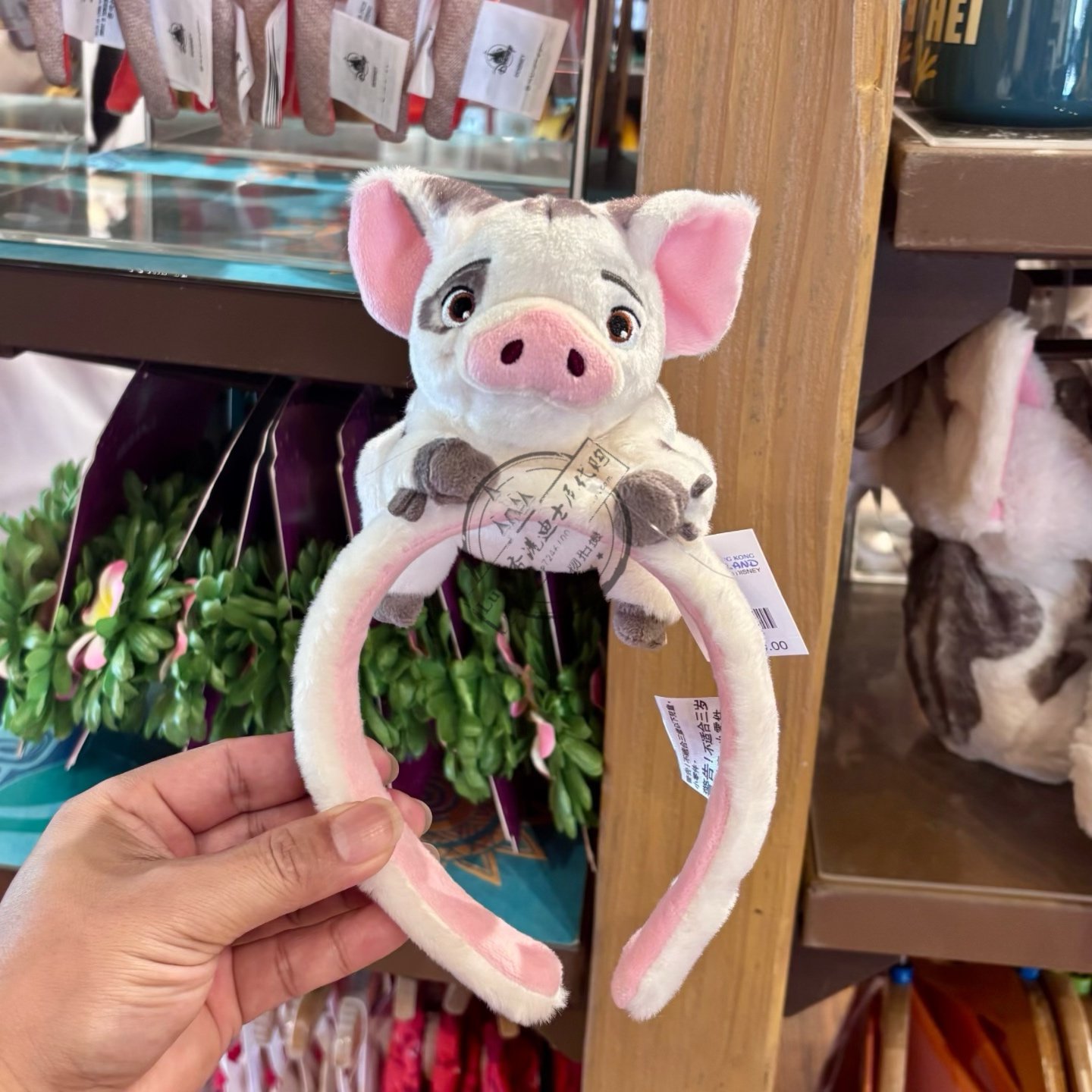 香港迪士尼乐园发饰海洋奇缘莫阿娜宠物猪卡通公仔头箍