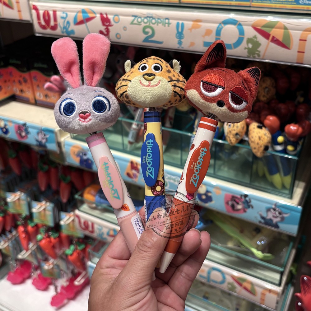 香港迪士尼乐园疯狂动物城尼克朱迪豹警官摇摇大头卡通公仔圆珠笔