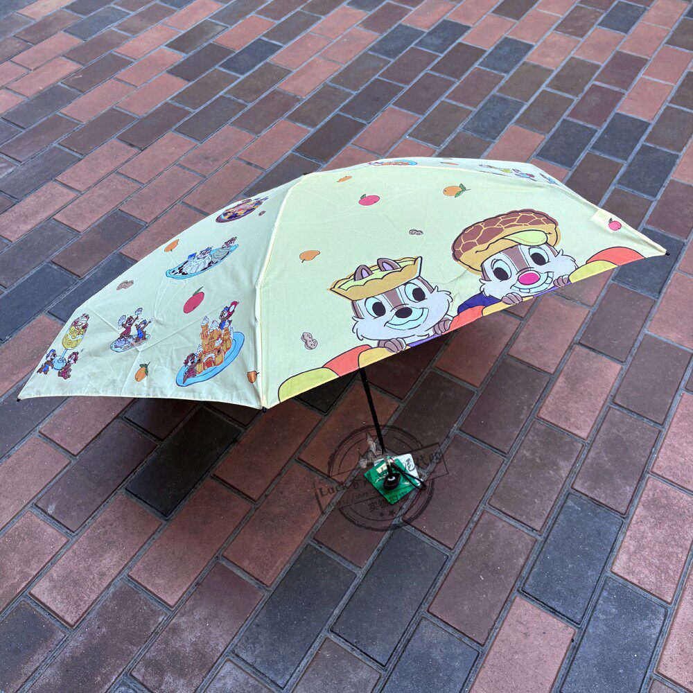 香港迪士尼乐园港式美食奇奇帝帝卡通防紫外线折叠迷你太阳晴雨伞