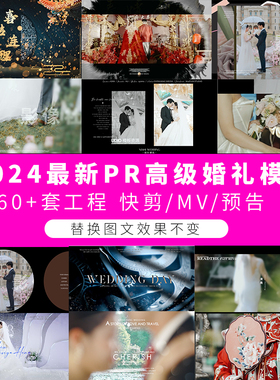2024高级婚礼PR模板预设工程快剪短片预告MV60套合集转场素材lut