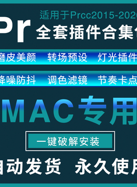 苹果 mac CC2020一键安装磨皮降噪文字预设无缝转场 Pr插件 合集