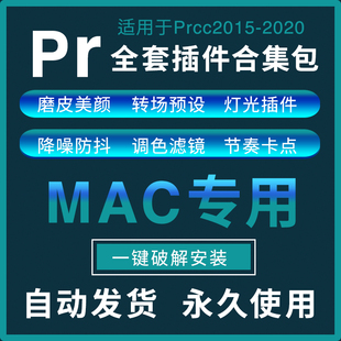 苹果 mac CC2020一键安装磨皮降噪文字预设无缝转场 Pr插件 合集