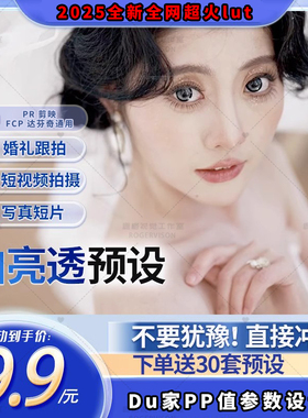 30款白亮透婚礼跟拍MV视频pr调色剪映LUT时尚高级干净通透fcp预设