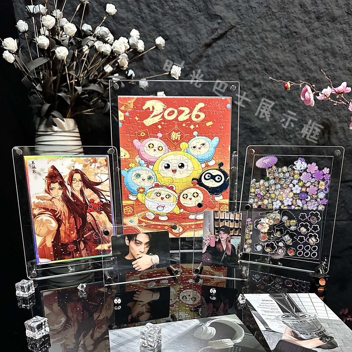 定制】萌粒收纳相框亚克力拼图框透明色纸保护套谷美展示画框摆台图片