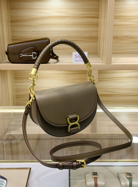 香港代购2025粒面马鞍包单肩斜挎手提半月包女牛皮高级感潮流小包