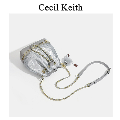 大容量蛇纹百搭通勤链条斜挎包