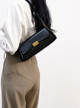 香港cecilkeith真皮小众法棍腋下包女2024高级秋冬单肩斜挎小包女