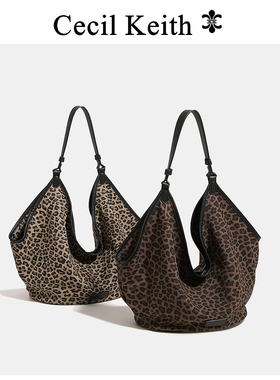 cecilKeith豹纹大容量托特包女2026秋新摩登女郎复古腋下单肩挎包