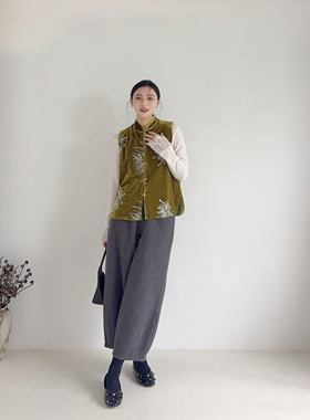 李cc·复古绿色丝绒设计感马甲秋冬款