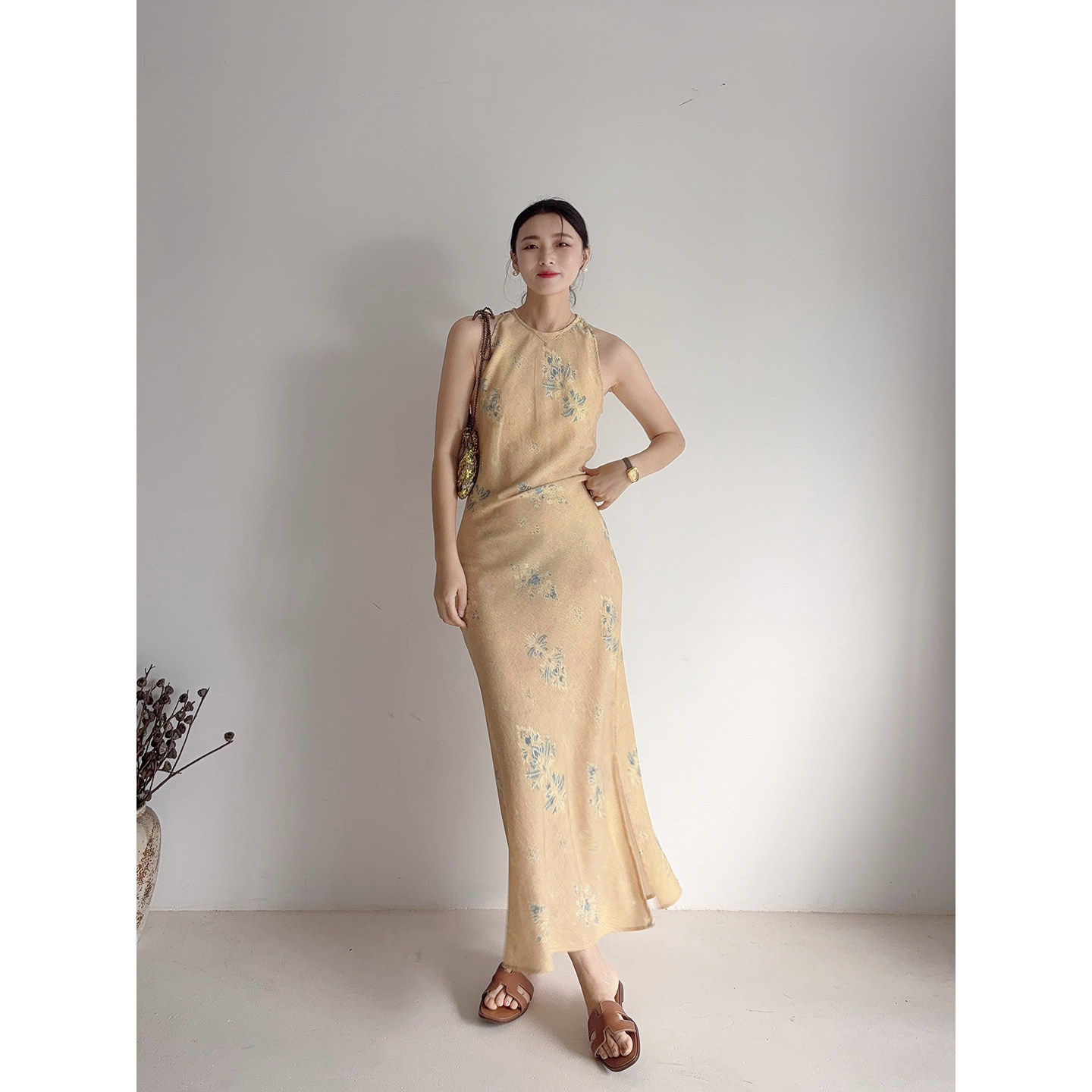 李cc·风吟花事 气质碎花无袖连衣裙海边度假风夏季女