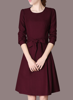 尘埃之家2025春装新款连衣裙欧美潮流气质蝴蝶结打底长袖A字裙G49