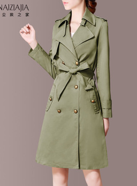 尘埃之家2025春装新款女装OL中长款双排扣时尚西装领风衣外套女