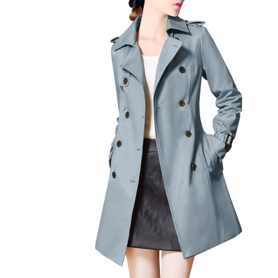 尘埃之家中长双排扣休闲风衣外套