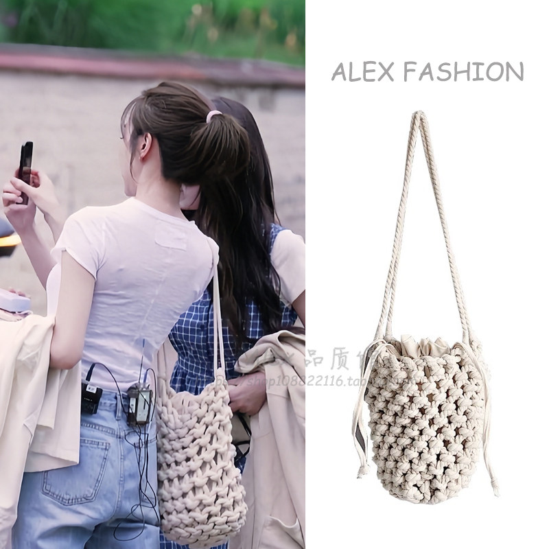 中餐厅第八季8姜妍同款编织包棉线手工斜挎包单肩包手提包沙滩包