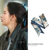 发带复古法式 突然 喜欢林欢儿王玉雯同款 优雅花卉绑发带丝巾领巾