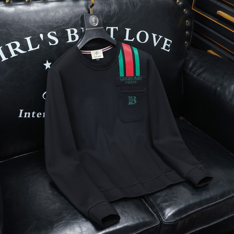 2025新款四季款男士圆领潮流刺绣时尚卫衣QT6012AFD1002Y-P125，男装卫衣，钱塘6012-1(原3012-1)