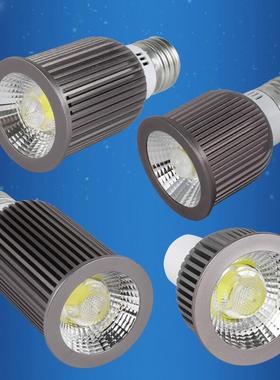 单灯口服灯泡E27螺聚光灯杯瓦白12装店射灯光LED暖光cob筒灯射